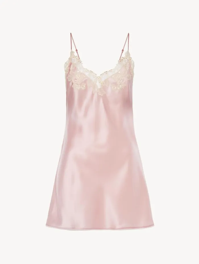 Pink Silk Slip Dress With Frastaglio Sleepwear La Perla Slips and Dresses