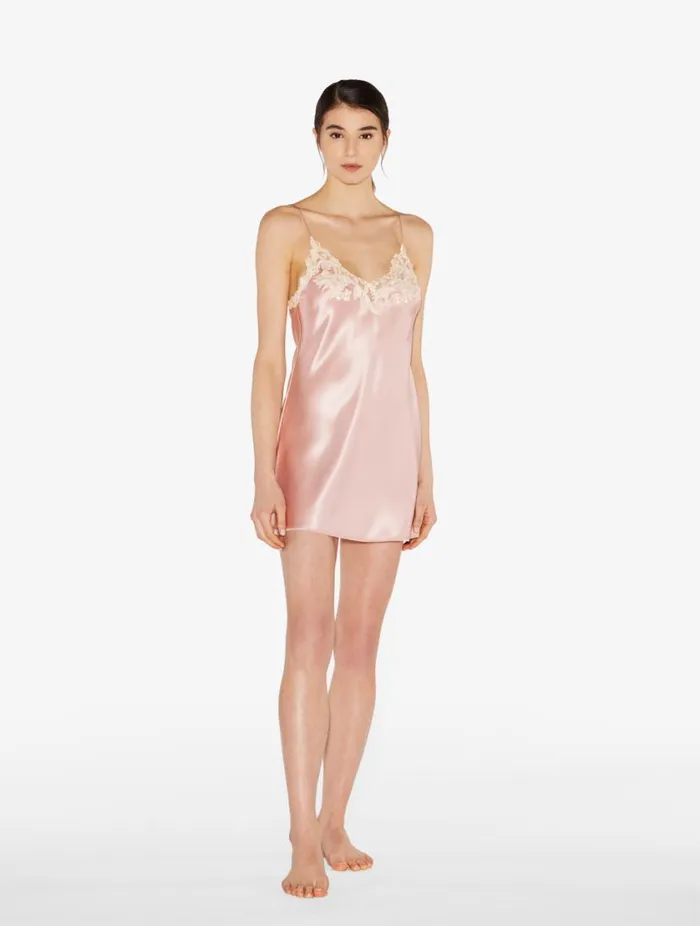 Pink Silk Slip Dress With Frastaglio Sleepwear La Perla Slips and Dresses