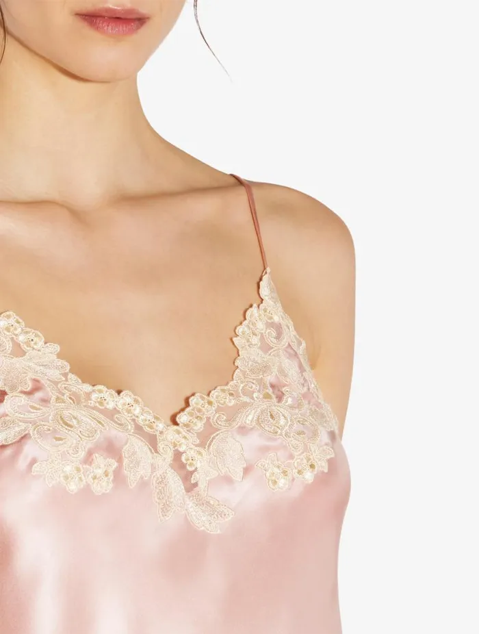 Pink Silk Slip Dress With Frastaglio Sleepwear La Perla Slips and Dresses