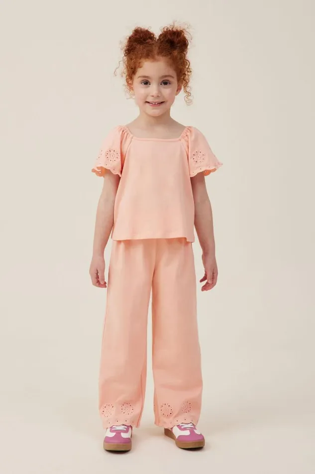Piper Broderie Pant Tropical Orange Girls Cotton On Leggings Pants and Jeans Piper Broderie Pant Tropical Orange Girls Cotton On Leggings Pants and Jeans