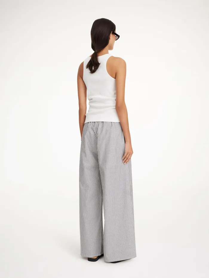 Pisca Organic Cotton Trousers Navy Stripe Women By Malene Birger Trousers