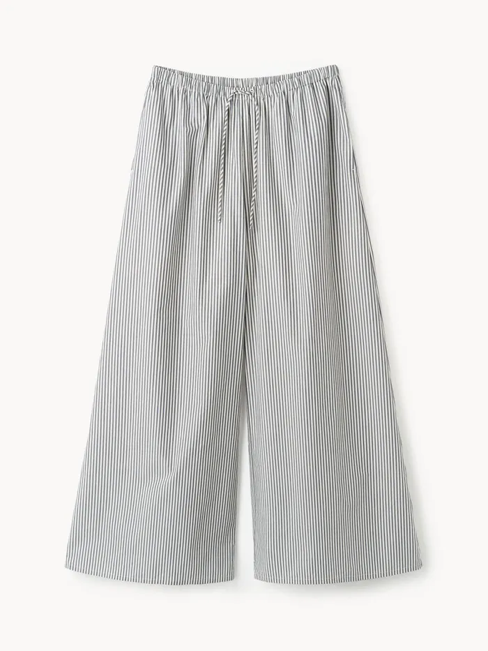 Pisca Organic Cotton Trousers Navy Stripe Women By Malene Birger Trousers