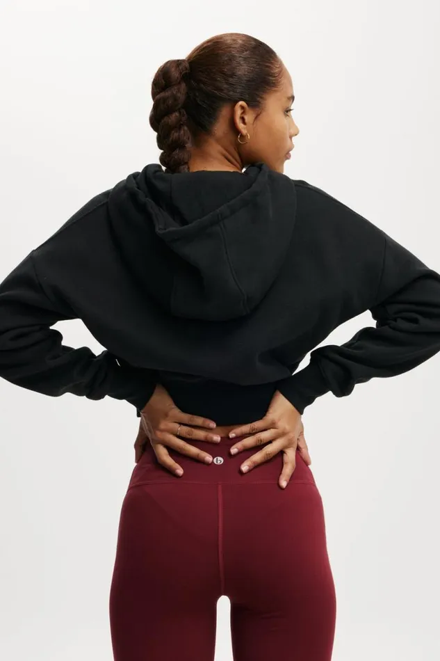Plush Essential Cropped Zip Through Core Black Women Cotton On Sweats and Hoodies Plush Essential Cropped Zip Through Core Black Women Cotton On Sweats and Hoodies