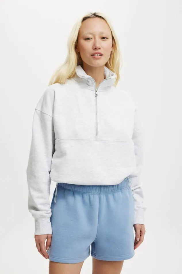 Plush Essential Half Zip Jumper Cloudy Grey Marle Women Cotton On Sweats and Hoodies Plush Essential Half Zip Jumper Cloudy Grey Marle Women Cotton On Sweats and Hoodies