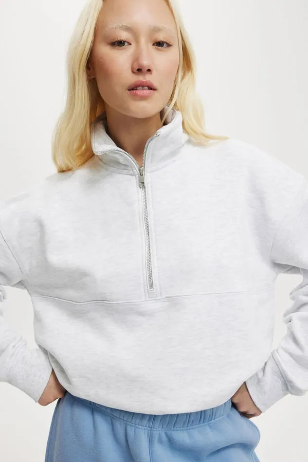 Plush Essential Half Zip Jumper Cloudy Grey Marle Women Cotton On Sweats and Hoodies Plush Essential Half Zip Jumper Cloudy Grey Marle Women Cotton On Sweats and Hoodies
