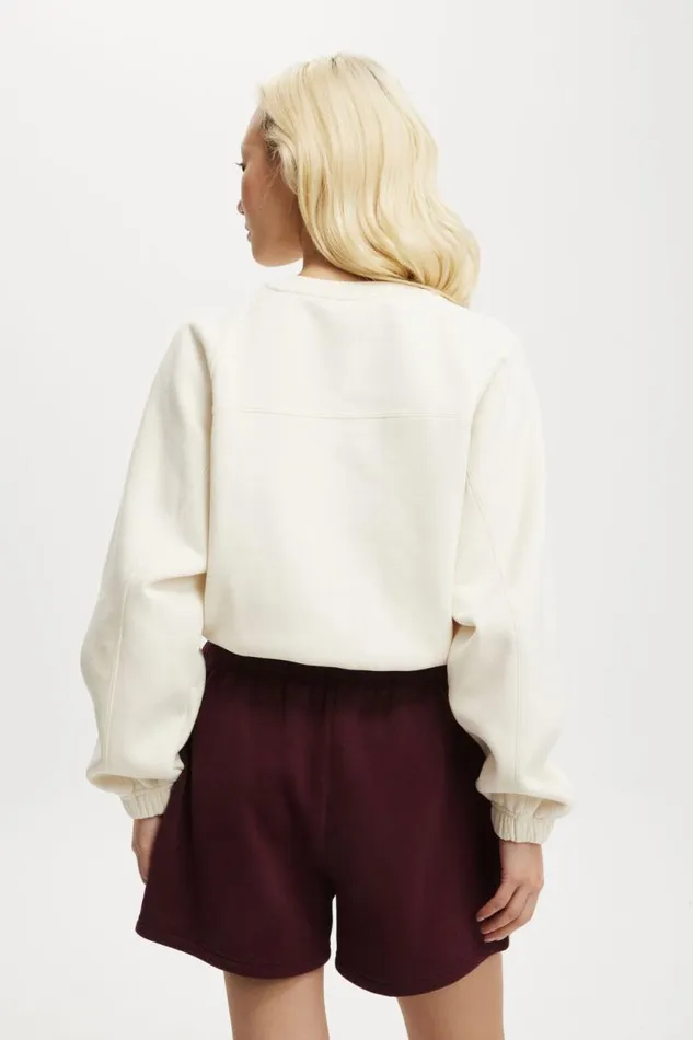 Plush Saddle Sleeve Jumper Coconut Milk Women Cotton On Sweats and Hoodies