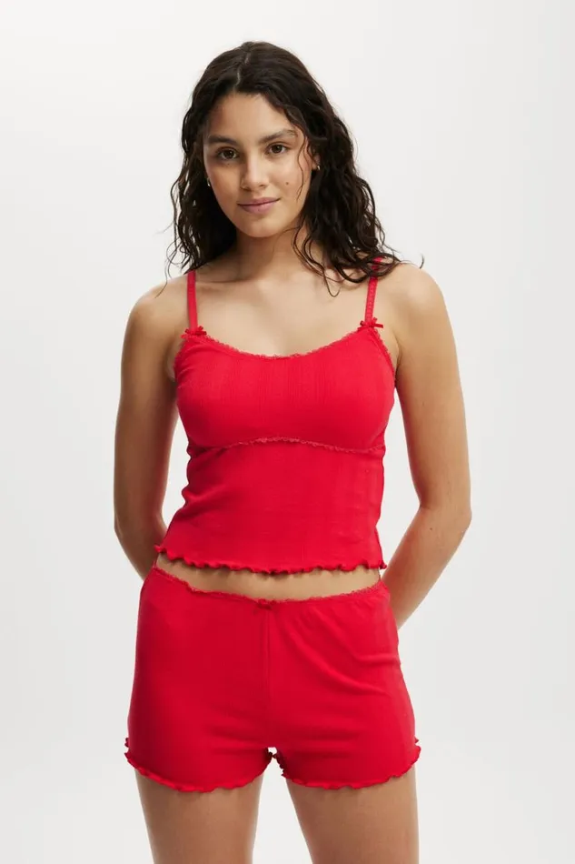 Pointelle Picot Sleep Top Lobster Red Women Cotton On Pajamas