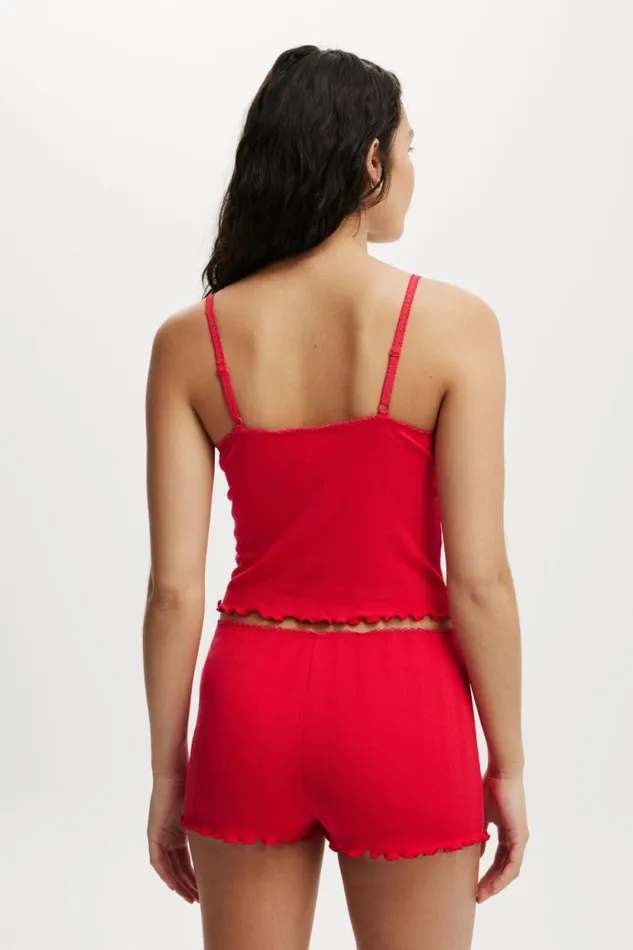 Pointelle Picot Sleep Top Lobster Red Women Cotton On Pajamas
