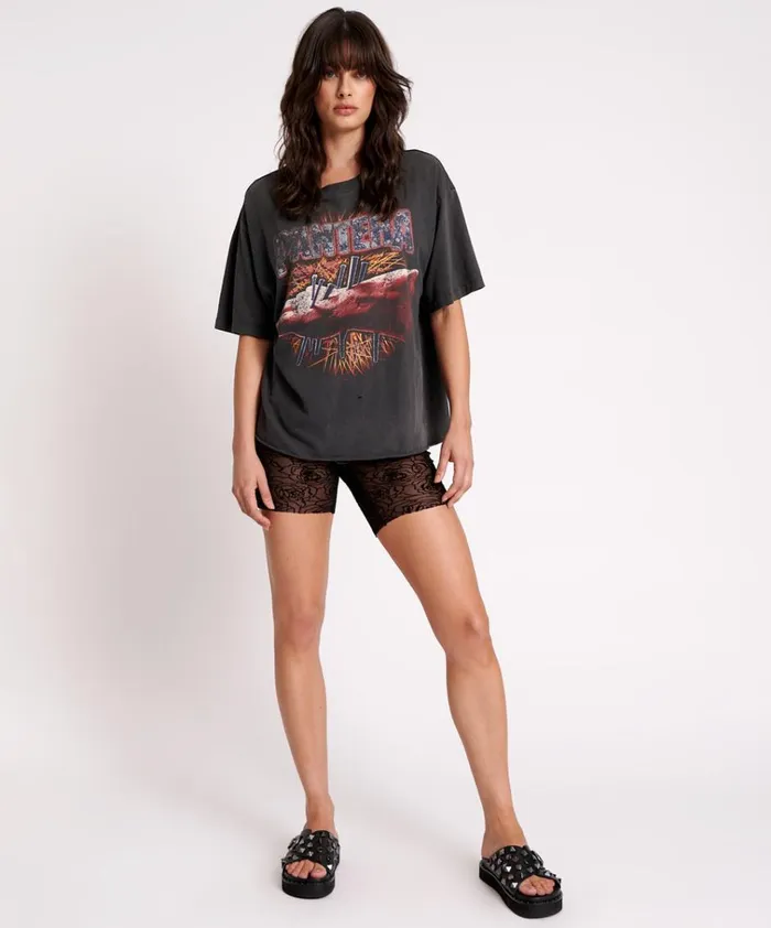 POISON ROSE MESH BIKE SHORTS Women One Teaspoon Bottoms POISON ROSE MESH BIKE SHORTS Women One Teaspoon Bottoms