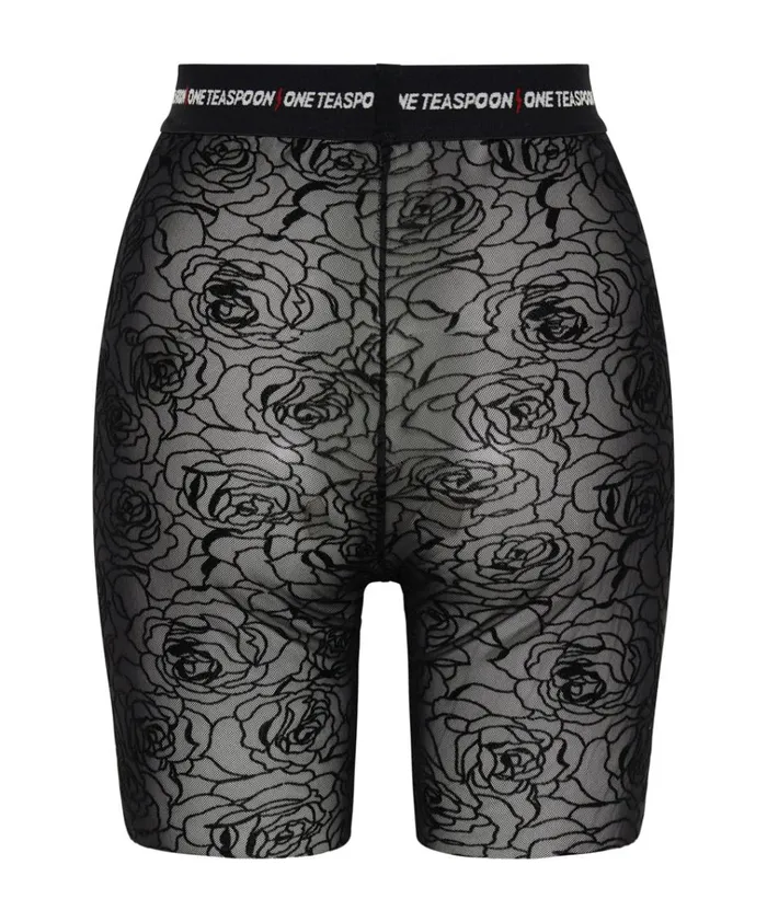 POISON ROSE MESH BIKE SHORTS Women One Teaspoon Bottoms POISON ROSE MESH BIKE SHORTS Women One Teaspoon Bottoms