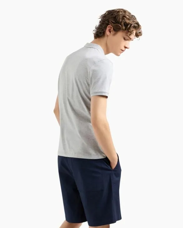 Polo With Contrasting Logo In Cotton Spandex Grey Men Armani Polo Shirts Polo With Contrasting Logo In Cotton Spandex Grey Men Armani Polo Shirts