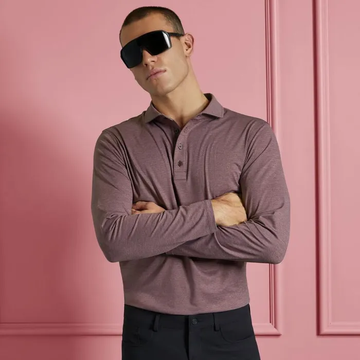 Polos Men GFORE RIB GUSSET LONG SLEEVE MLANGE ICE NYLON SUN SHIRT Heather Port Polos Men GFORE RIB GUSSET LONG SLEEVE MLANGE ICE NYLON SUN SHIRT Heather Port