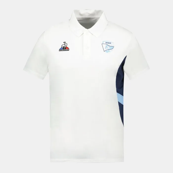 Polos Shirts Men Le Coq Sportif Aviron Bayonnais Polo Shirt New Optical White