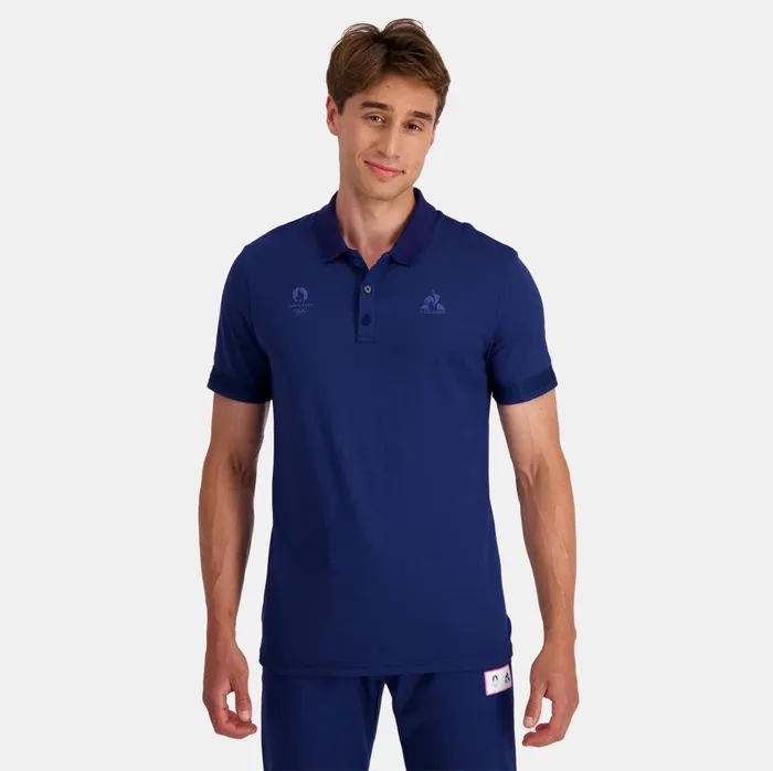 Polos Shirts Men Le Coq Sportif Paris 2024 Polo Shirt Blue Depths