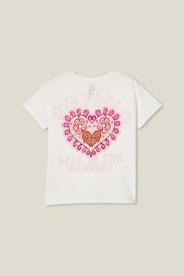 Poppy Short Sleeve Print Tee Vanillastay Wild Heart Girls Cotton On Tops and TShirts Poppy Short Sleeve Print Tee Vanillastay Wild Heart Girls Cotton On Tops and TShirts