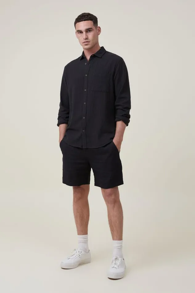Portland Long Sleeve Shirt Washed Black Cheesecloth Men Cotton On Tees and Tanks Portland Long Sleeve Shirt Washed Black Cheesecloth Men Cotton On Tees and Tanks