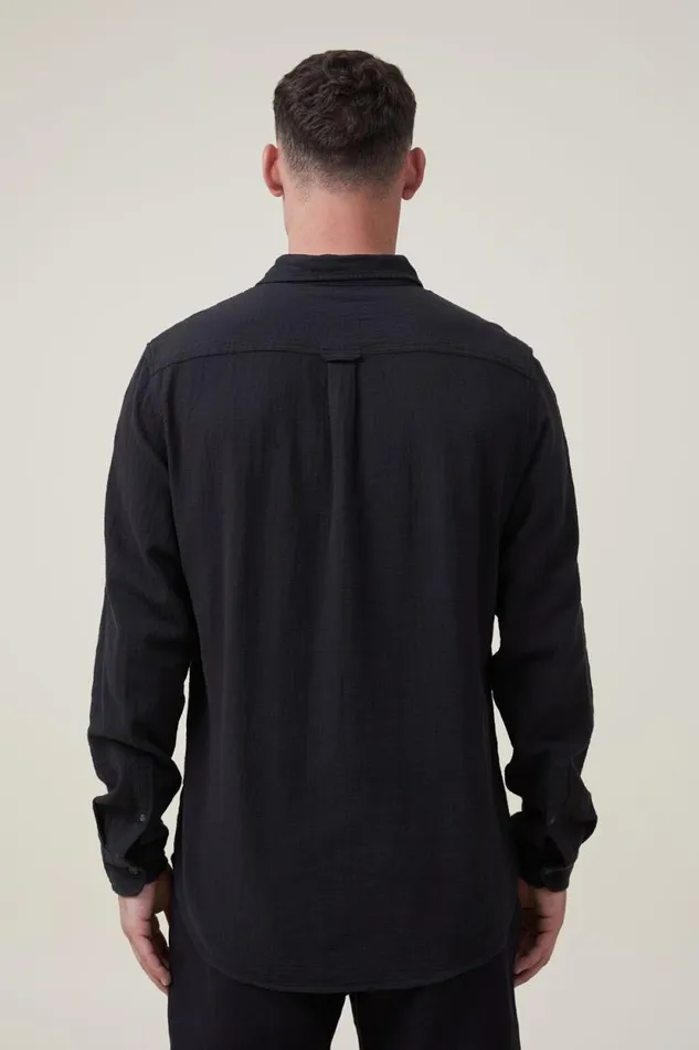 Portland Long Sleeve Shirt Washed Black Cheesecloth Men Cotton On Tees and Tanks Portland Long Sleeve Shirt Washed Black Cheesecloth Men Cotton On Tees and Tanks