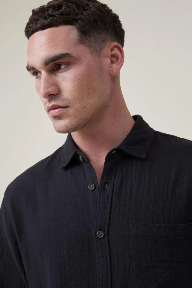 Portland Long Sleeve Shirt Washed Black Cheesecloth Men Cotton On Tees and Tanks Portland Long Sleeve Shirt Washed Black Cheesecloth Men Cotton On Tees and Tanks