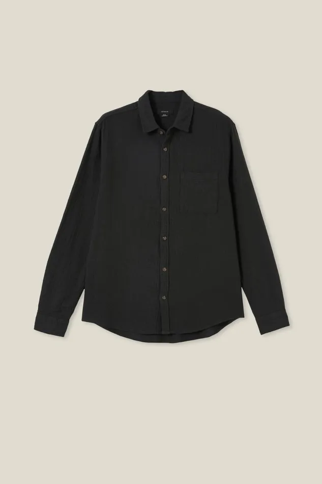 Portland Long Sleeve Shirt Washed Black Cheesecloth Men Cotton On Tees and Tanks Portland Long Sleeve Shirt Washed Black Cheesecloth Men Cotton On Tees and Tanks
