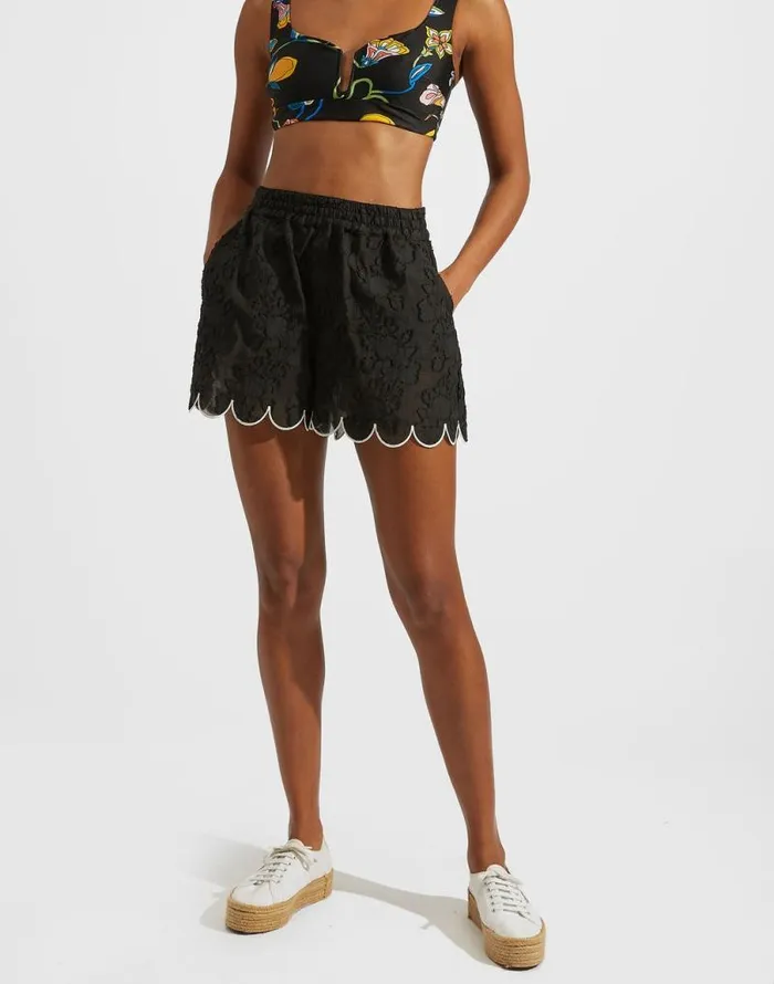 PullUp Shorts Embroidered Begonia Nero Women La Double J Shorts and Pants