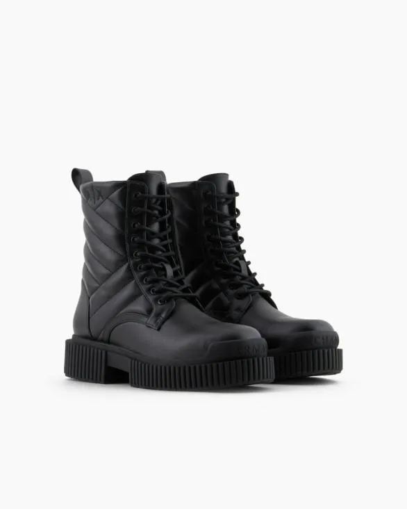 Quilted Leather Amphibians Black Women Armani Boots And Ankle Boots Quilted Leather Amphibians Black Women Armani Boots And Ankle Boots