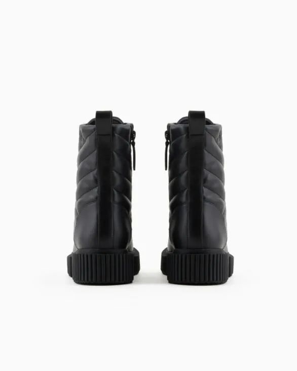 Quilted Leather Amphibians Black Women Armani Boots And Ankle Boots Quilted Leather Amphibians Black Women Armani Boots And Ankle Boots