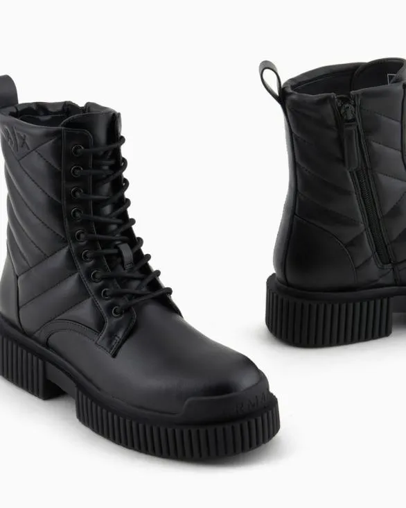 Quilted Leather Amphibians Black Women Armani Boots And Ankle Boots Quilted Leather Amphibians Black Women Armani Boots And Ankle Boots
