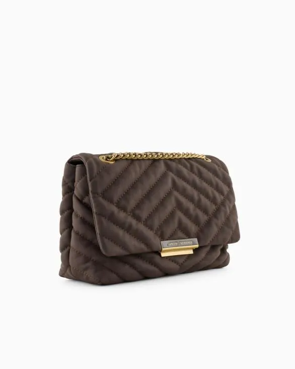 Quilted Shoulder Bag With Chain Brown Women Armani Crossbody Bags Quilted Shoulder Bag With Chain Brown Women Armani Crossbody Bags