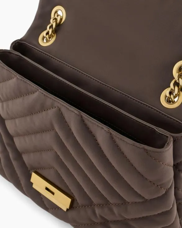 Quilted Shoulder Bag With Chain Brown Women Armani Crossbody Bags Quilted Shoulder Bag With Chain Brown Women Armani Crossbody Bags