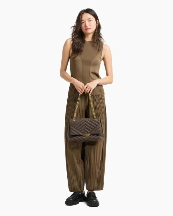 Quilted Shoulder Bag With Chain Brown Women Armani Crossbody Bags Quilted Shoulder Bag With Chain Brown Women Armani Crossbody Bags