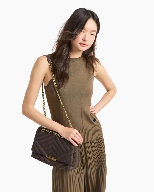 Quilted Shoulder Bag With Chain Brown Women Armani Crossbody Bags Quilted Shoulder Bag With Chain Brown Women Armani Crossbody Bags