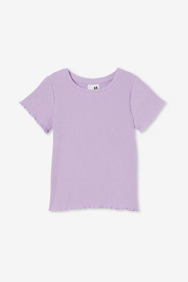 Raya Rib Baby Tee Lilac Drop Rib Girls Cotton On Tops and TShirts