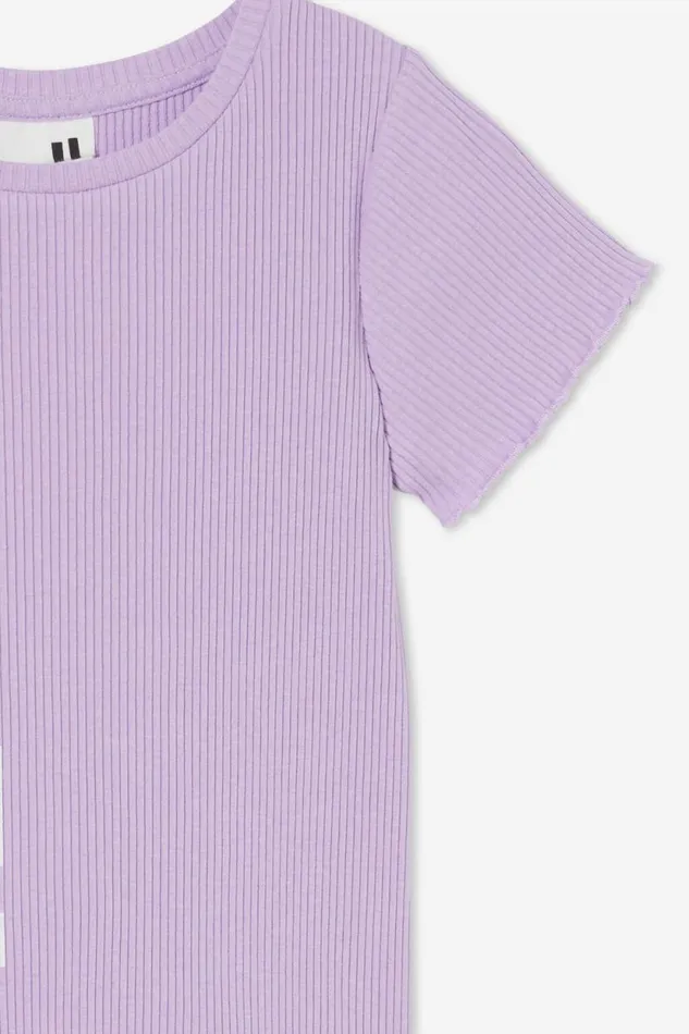 Raya Rib Baby Tee Lilac Drop Rib Girls Cotton On Tops and TShirts Raya Rib Baby Tee Lilac Drop Rib Girls Cotton On Tops and TShirts