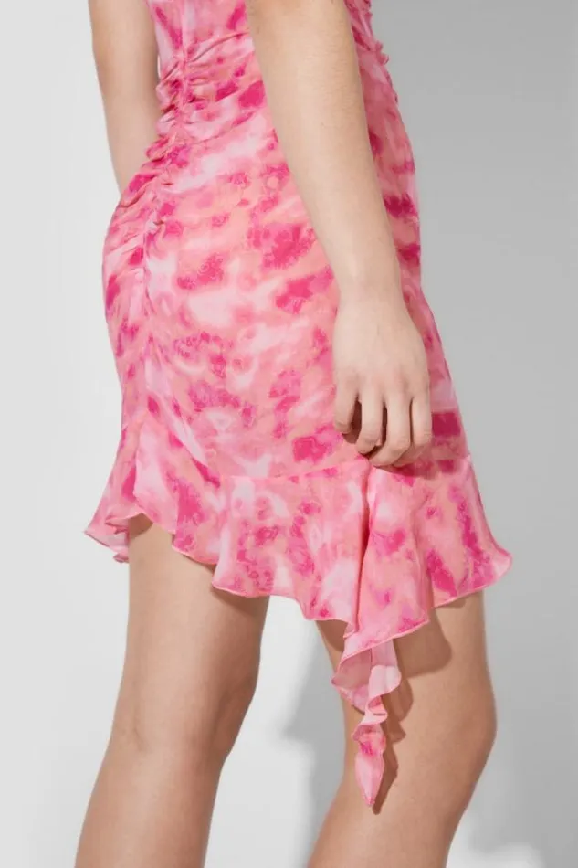 Recycled Viscose Chiffon Mini Dress Pink Women MISBHV Dresses