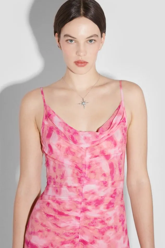 Recycled Viscose Chiffon Mini Dress Pink Women MISBHV Dresses