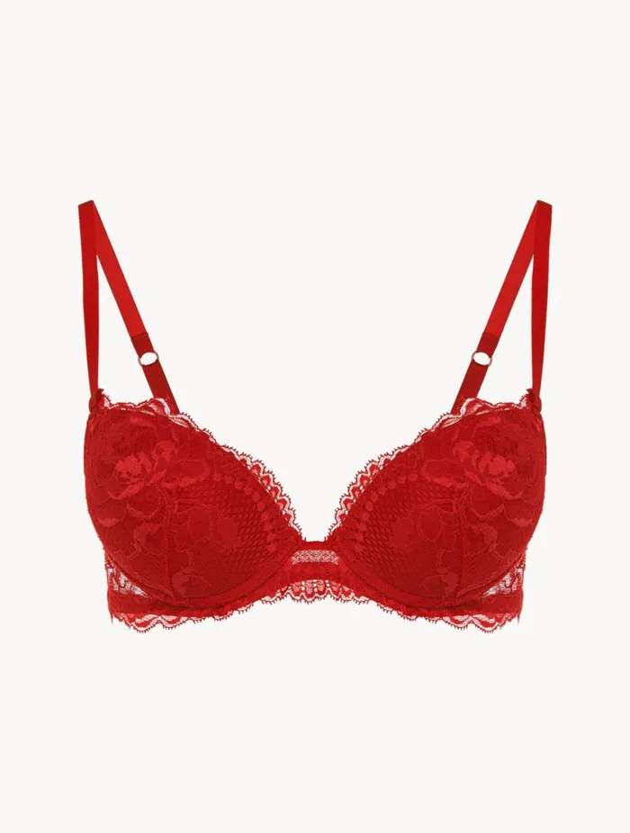 Red Lace Pushup Bra Lingerie La Perla Padded