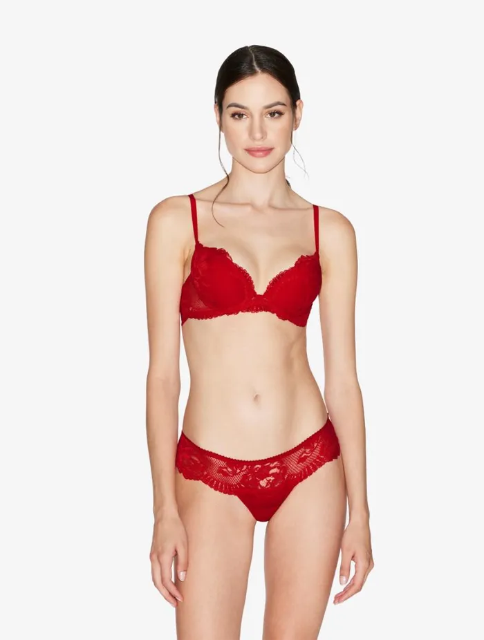 Red Lace Pushup Bra Lingerie La Perla Padded