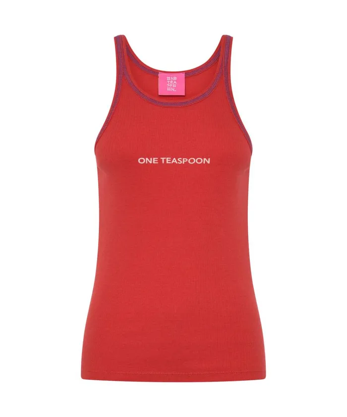 RED ONE TEASPOON LOGO SINGLET Women One Teaspoon Tees and Tanks RED ONE TEASPOON LOGO SINGLET Women One Teaspoon Tees and Tanks