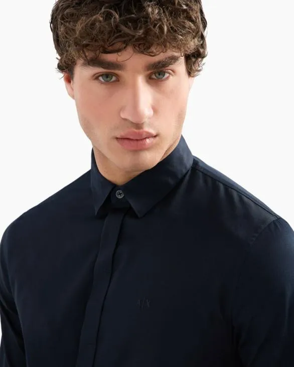 Regular Fit Cotton Shirt Navyblue Men Armani Shirts Regular Fit Cotton Shirt Navyblue Men Armani Shirts