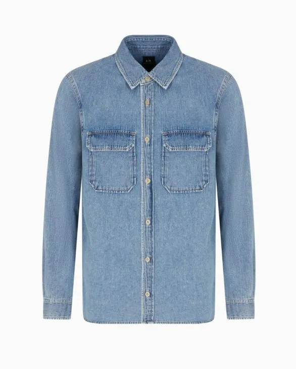 Regular Fit Denim Shirt Blue Men Armani Shirts