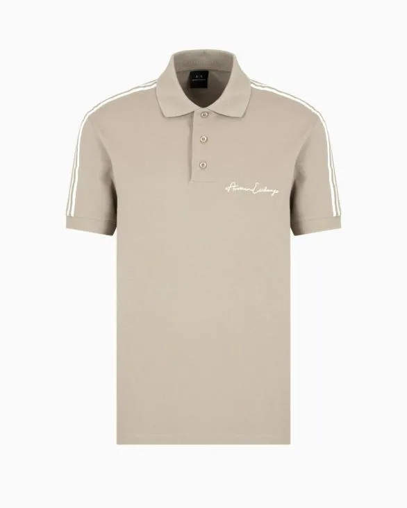 Regular Fit Polo Shirt With Signature Logo Beige Men Armani Polo Shirts