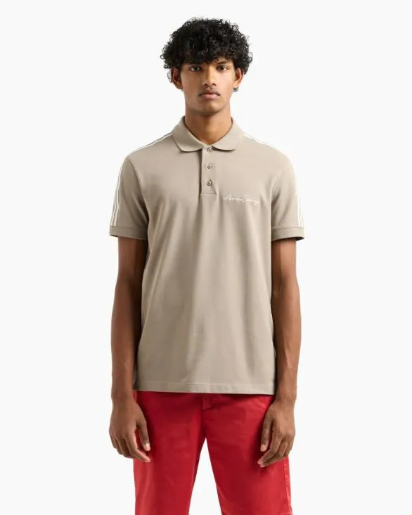 Regular Fit Polo Shirt With Signature Logo Beige Men Armani Polo Shirts Regular Fit Polo Shirt With Signature Logo Beige Men Armani Polo Shirts