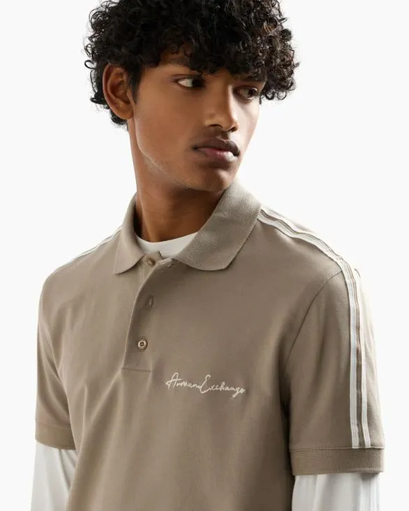 Regular Fit Polo Shirt With Signature Logo Beige Men Armani Polo Shirts Regular Fit Polo Shirt With Signature Logo Beige Men Armani Polo Shirts