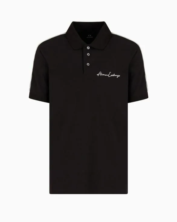 Regular Fit Polo Shirt With Signature Logo Black Men Armani Polo Shirts