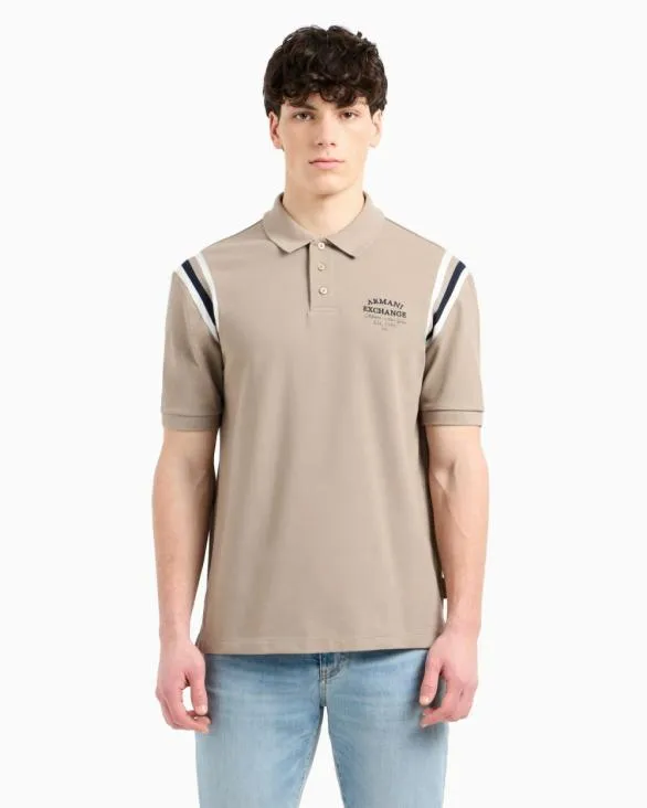 Regular Fit Polo With Contrasting Stripes Beige Men Armani Polo Shirts Regular Fit Polo With Contrasting Stripes Beige Men Armani Polo Shirts