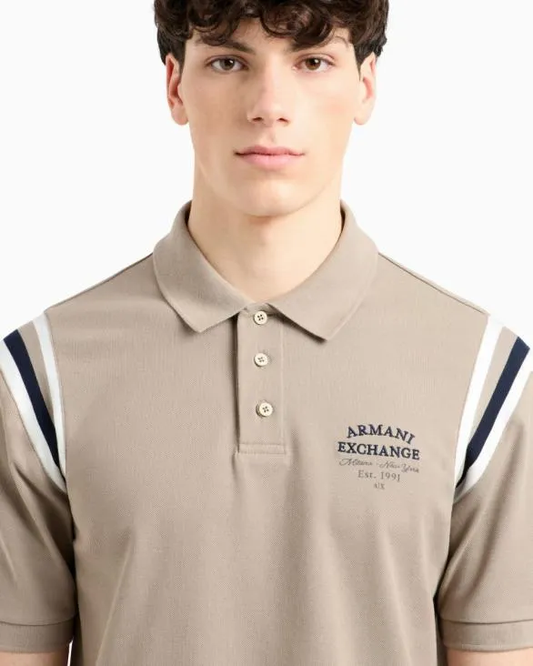 Regular Fit Polo With Contrasting Stripes Beige Men Armani Polo Shirts Regular Fit Polo With Contrasting Stripes Beige Men Armani Polo Shirts