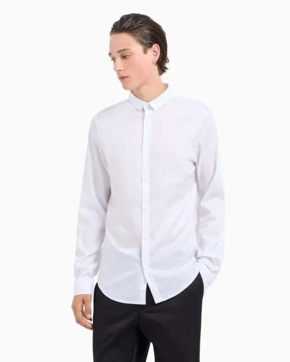 Regular Fit Shirt In Ultra Stretch Fabric White Men Armani Shirts Regular Fit Shirt In Ultra Stretch Fabric White Men Armani Shirts