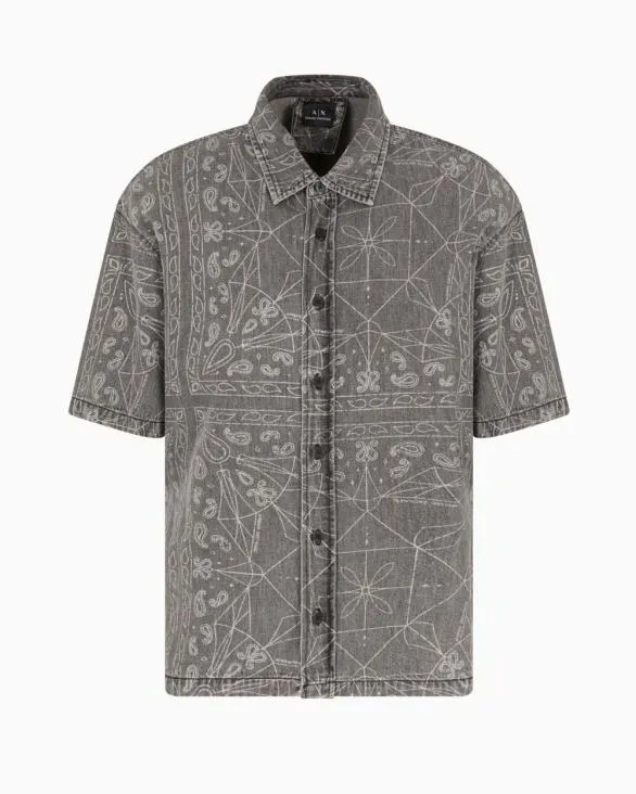 Regular Fit Shirt With Kaleidoscope Print Black Men Armani Matching Sets