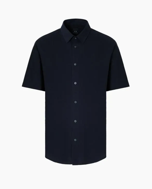Regular Fit Short Sleeve Shirt Navyblue Men Armani Shirts