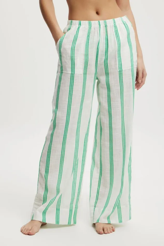 Relaxed Pocket Beach Pant Palm Leaf Stripe Women Cotton On Cover Ups